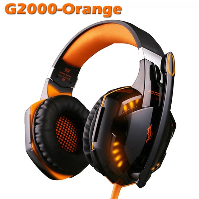 Game Headphones Gaming Headsets Bass Stereo Over-Head Earphone Casque PC Laptop Microphone Wired Headset For Computer PS4 Xbox G2000 Orange - Tophatter Daily Deals