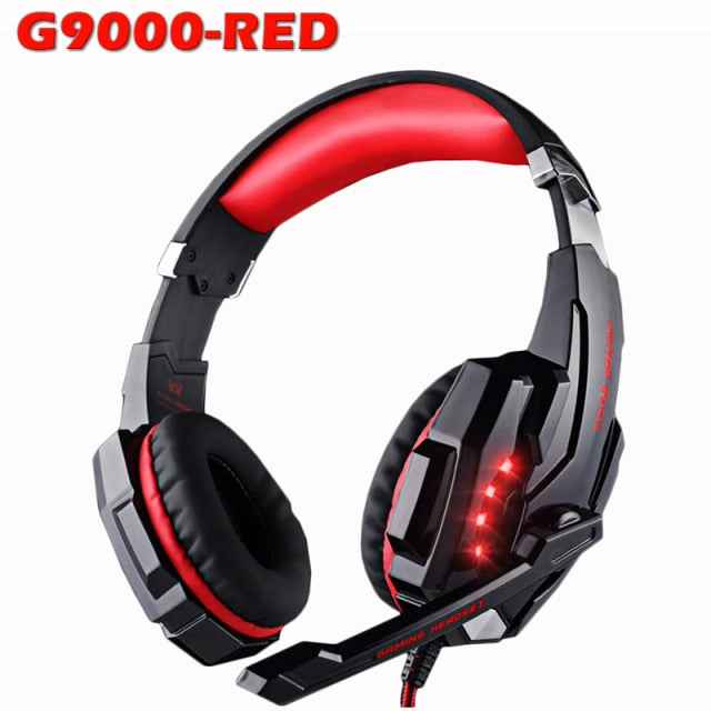 Game Headphones Gaming Headsets Bass Stereo Over-Head Earphone Casque PC Laptop Microphone Wired Headset For Computer PS4 Xbox G9000 Red - Tophatter Daily Deals