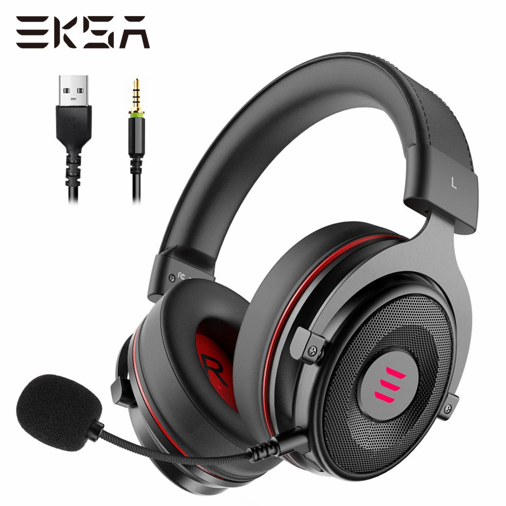 EKSA Gaming Headset with Microphone E900 Pro 7.1 Surround Headset Gamer USB/3.5mm Wired Headphones For PC PS4 Xbox one Earphones - Tophatter Daily Deals