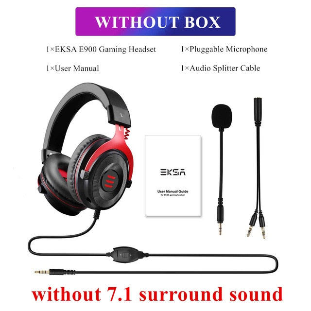 EKSA Gaming Headset with Microphone E900 Pro 7.1 Surround Headset Gamer USB/3.5mm Wired Headphones For PC PS4 Xbox one Earphones E900 Red No Box - Tophatter Daily Deals