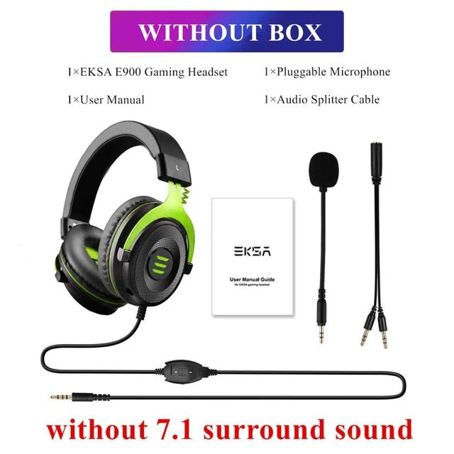 EKSA Gaming Headset with Microphone E900 Pro 7.1 Surround Headset Gamer USB/3.5mm Wired Headphones For PC PS4 Xbox one Earphones E900 Green No Box - Tophatter Daily Deals
