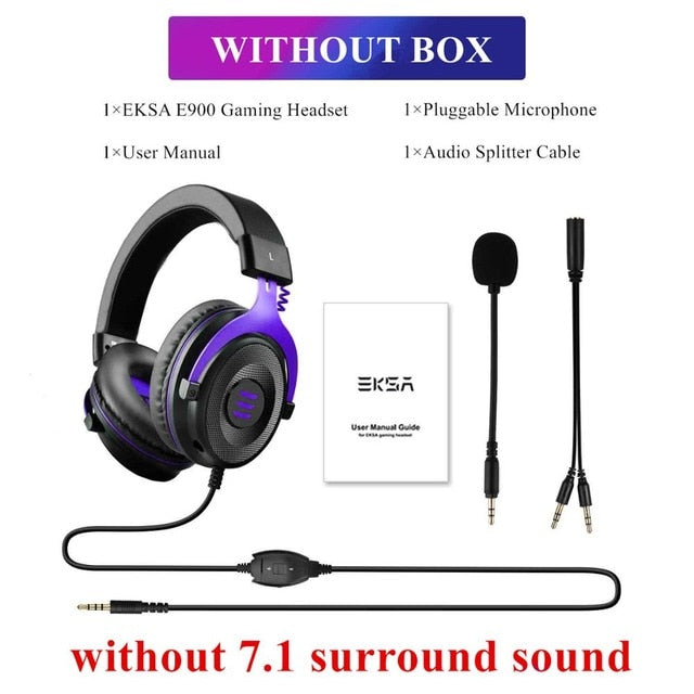 EKSA Gaming Headset with Microphone E900 Pro 7.1 Surround Headset Gamer USB/3.5mm Wired Headphones For PC PS4 Xbox one Earphones E900 Purple No Box - Tophatter Daily Deals