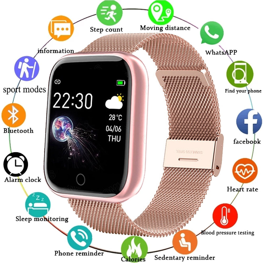 I5 Sport Smartwatch Women Men Heart Rate Blood Pressure Fitness Tracker Kids Smart Clock For Android IOS Smart Watch PK IWO P80 - Tophatter Daily Deals