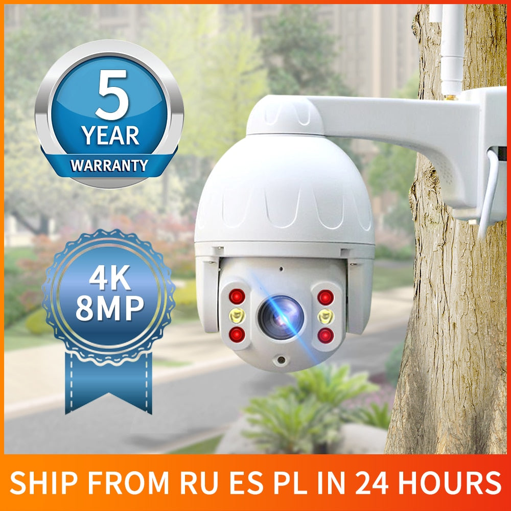 N_eye Outdoor Camera 8MP 4K WiFi Security IP Camera smart waterproof PTZ 360 Panoramic Security Speed Dome camera smart ip - Tophatter Daily Deals