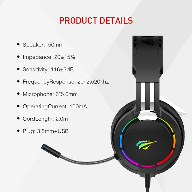 HAVIT Wired Headset Gamer PC 3.5mm PS4 Headsets Surround Sound & HD Microphone Gaming Overear Laptop Tablet Gamer 2010-black - Tophatter Daily Deals