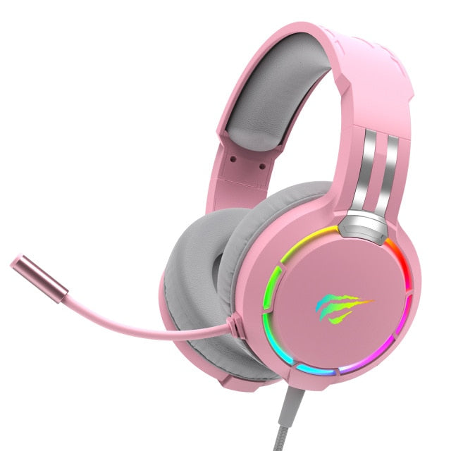 HAVIT Wired Headset Gamer PC 3.5mm PS4 Headsets Surround Sound & HD Microphone Gaming Overear Laptop Tablet Gamer 2010-pink - Tophatter Daily Deals