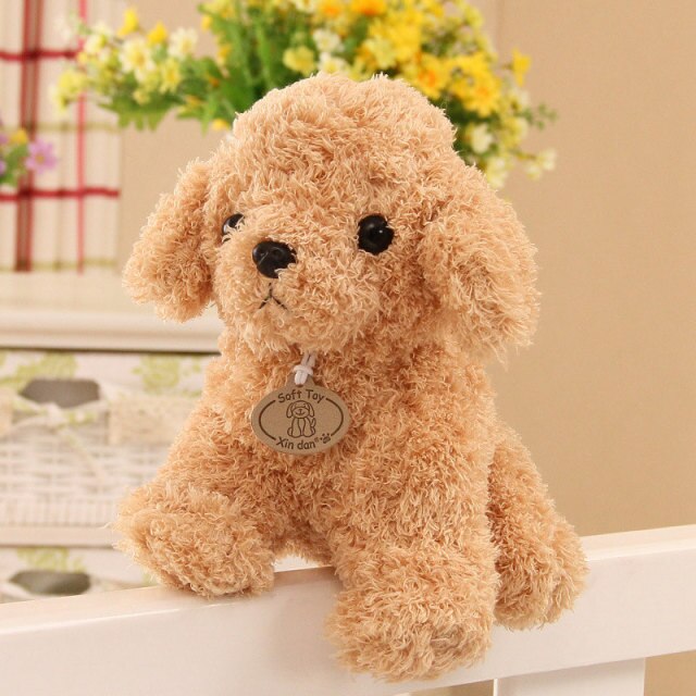 Puppy Toy Poodle Curly Teddy Dog Plush Golden Brown Animals - Tophatter Daily Deals