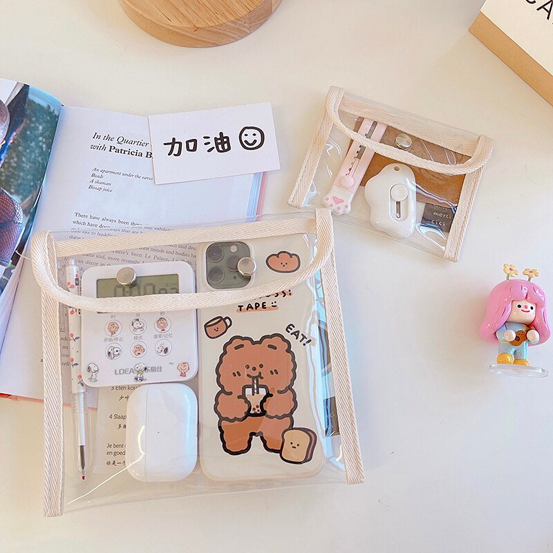 Transparent Document Wallet Bears Kawaii Travel Bag Cosmetics Makeup - Tophatter Daily Deals