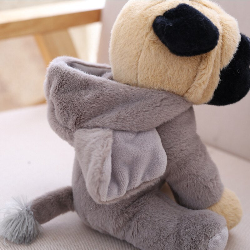 Pug Plush Wearing Dinosaur Kigurumi or White Bunny Costume Giraffe Elephant Animals - Tophatter Daily Deals