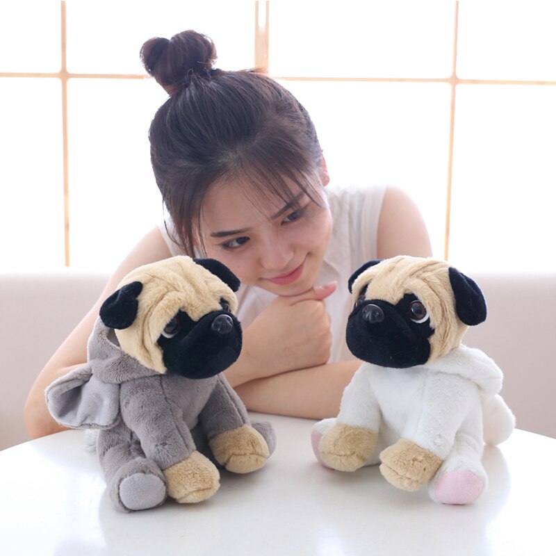 Pug Plush Wearing Dinosaur Kigurumi or White Bunny Costume Giraffe Elephant Animals - Tophatter Daily Deals