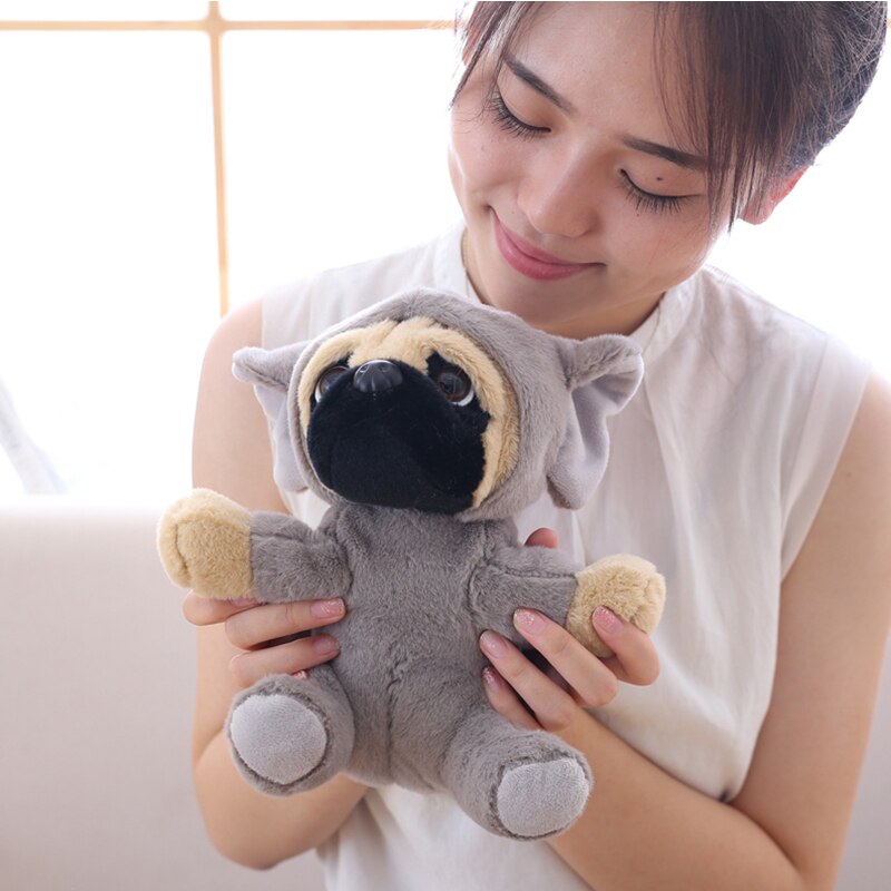 Pug Plush Wearing Dinosaur Kigurumi or White Bunny Costume Giraffe Elephant Animals - Tophatter Daily Deals