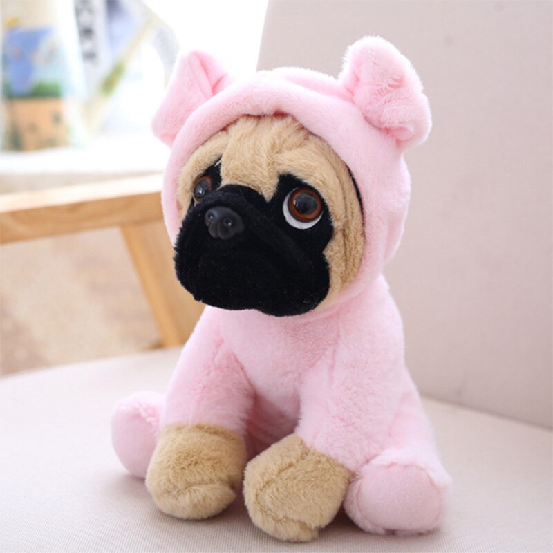 Pug Plush Wearing Dinosaur Kigurumi or White Bunny Costume Giraffe Elephant Pink Pig Animals - Tophatter Daily Deals