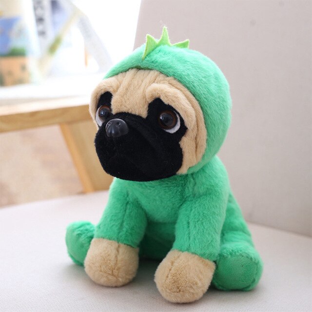 Pug Plush Wearing Dinosaur Kigurumi or White Bunny Costume Giraffe Elephant Animals - Tophatter Daily Deals