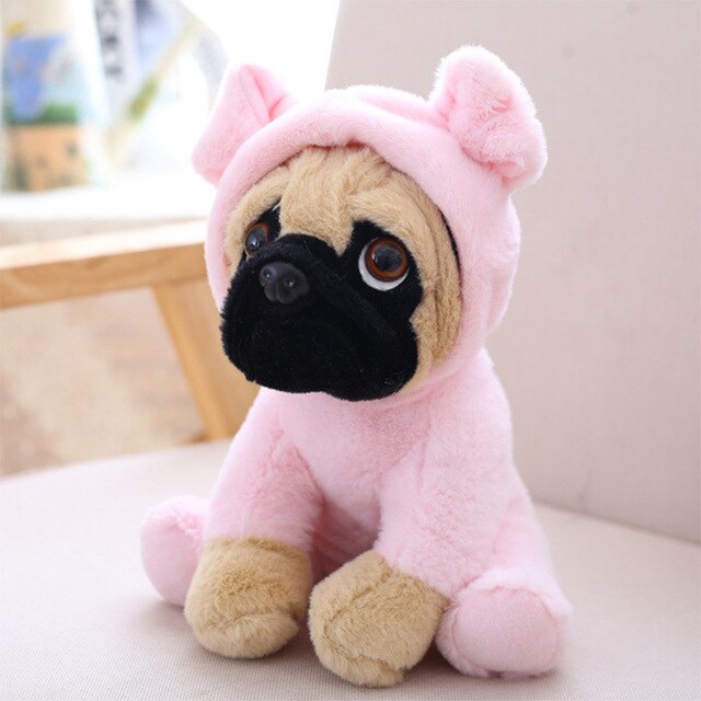 Pug Plush Wearing Dinosaur Kigurumi or White Bunny Costume Giraffe Elephant Animals - Tophatter Daily Deals