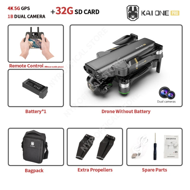 NYR 2021 New KAI ONE Pro Drone 8k HD Mechanical 3-Axis Gimbal Dual Camera 5G Wifi GPS Professional Aerial Photography Quadcopter 4K 5G 1B Bagpack 32G - Tophatter Daily Deals