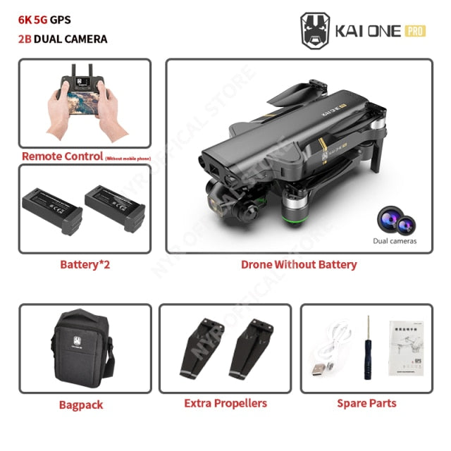 NYR 2021 New KAI ONE Pro Drone 8k HD Mechanical 3-Axis Gimbal Dual Camera 5G Wifi GPS Professional Aerial Photography Quadcopter 6K 5G 2B Bagpack - Tophatter Daily Deals