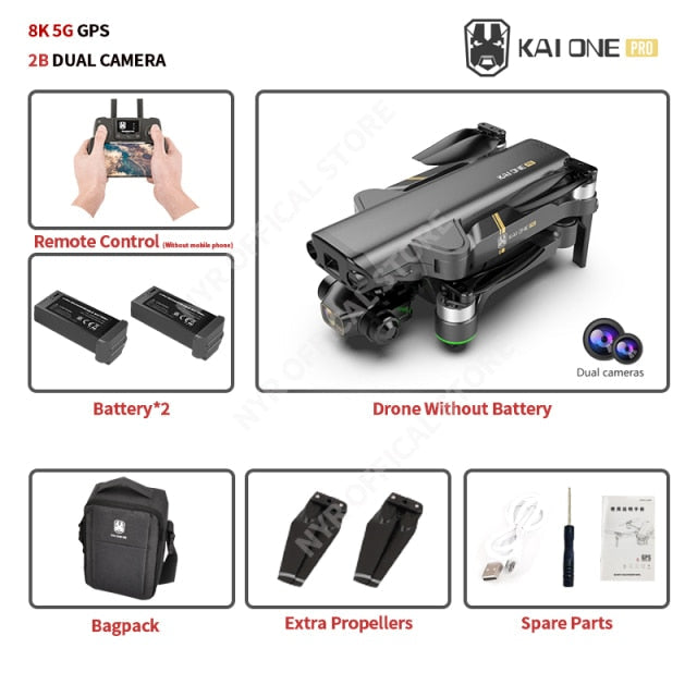 NYR 2021 New KAI ONE Pro Drone 8k HD Mechanical 3-Axis Gimbal Dual Camera 5G Wifi GPS Professional Aerial Photography Quadcopter 8K 5G 2B Bagpack - Tophatter Daily Deals