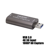 4K Video Capture Card USB 3.0 USB2.0 HDMI-compatible Grabber Recorder for PS4 Game DVD Camcorder Camera Recording Live Streaming USB 3.0 - Tophatter Daily Deals