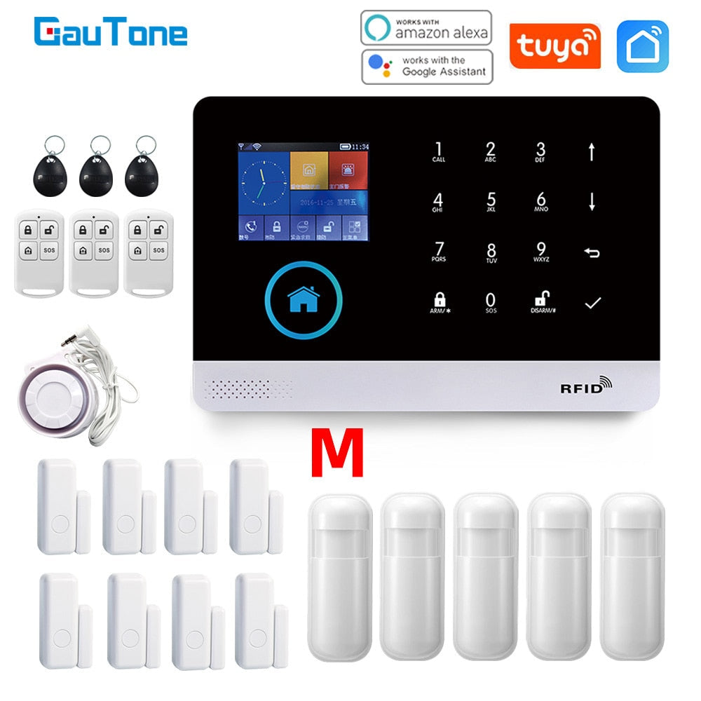 GauTone PG103 Alarm System for Home Burglar Security 433MHz WiFi GSM Alarm Wireless Tuya Smart House App Control - Tophatter Daily Deals