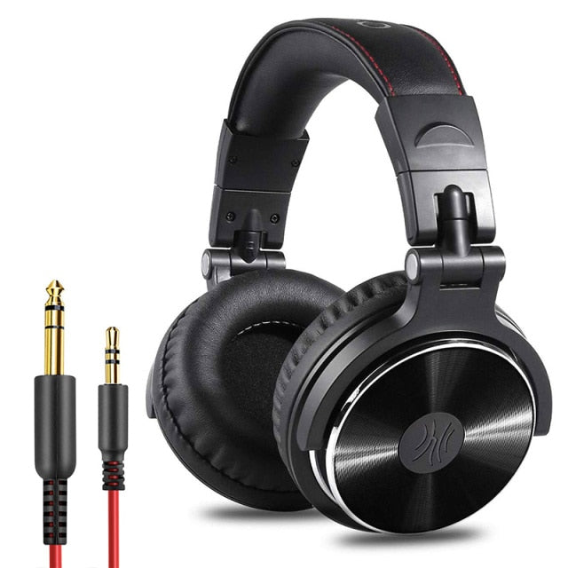 Oneodio Wired Professional Studio Pro DJ Headphones With Microphone Over Ear HiFi Monitor Music Headset Earphone For Phone PC Pro-10-Black - Tophatter Daily Deals