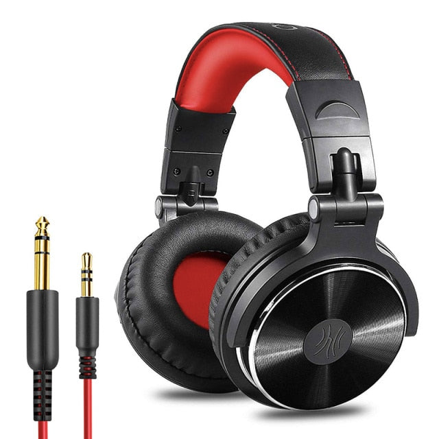 Oneodio Wired Professional Studio Pro DJ Headphones With Microphone Over Ear HiFi Monitor Music Headset Earphone For Phone PC Pro-10-Red - Tophatter Daily Deals