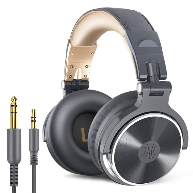 Oneodio Wired Professional Studio Pro DJ Headphones With Microphone Over Ear HiFi Monitor Music Headset Earphone For Phone PC Pro-10-Gray - Tophatter Daily Deals