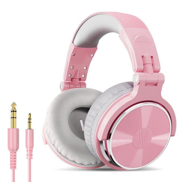 Oneodio Wired Professional Studio Pro DJ Headphones With Microphone Over Ear HiFi Monitor Music Headset Earphone For Phone PC Pro-10-Pink - Tophatter Daily Deals