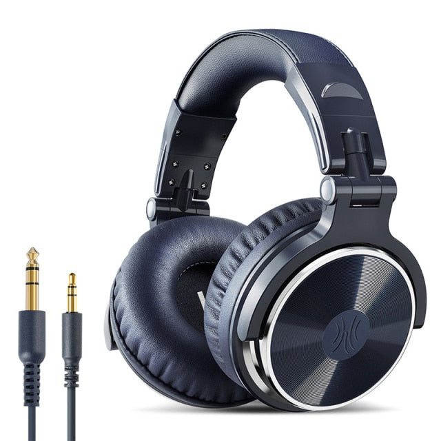 Oneodio Wired Professional Studio Pro DJ Headphones With Microphone Over Ear HiFi Monitor Music Headset Earphone For Phone PC Pro-10-Blue - Tophatter Daily Deals