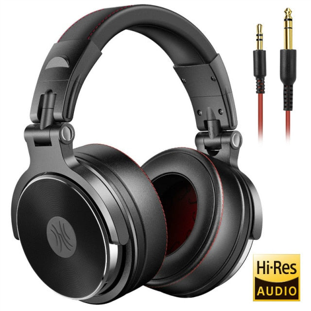 Oneodio Wired Professional Studio Pro DJ Headphones With Microphone Over Ear HiFi Monitor Music Headset Earphone For Phone PC Pro-50-Black - Tophatter Daily Deals