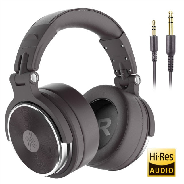 Oneodio Wired Professional Studio Pro DJ Headphones With Microphone Over Ear HiFi Monitor Music Headset Earphone For Phone PC Pro-50-Brown - Tophatter Daily Deals