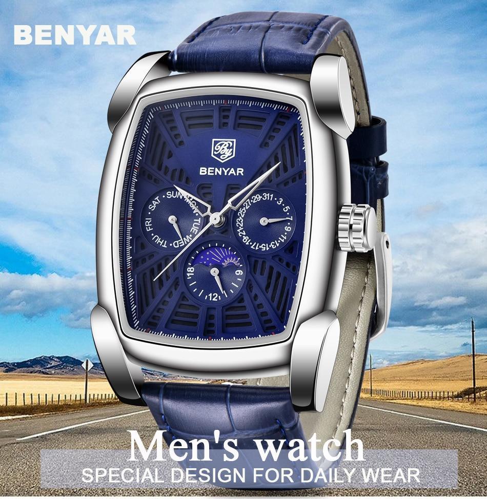 Square Luxury Mens Watch Analog Waterproof Quartz Sport Stylish Leather Strap Wrist Watch Business Design For Men Watches - Tophatter Daily Deals
