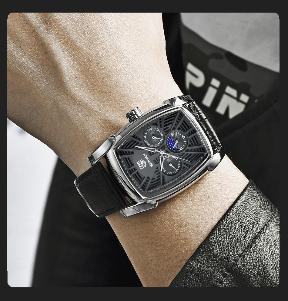 Square Luxury Mens Watch Analog Waterproof Quartz Sport Stylish Leather Strap Wrist Watch Business Design For Men Watches - Tophatter Daily Deals