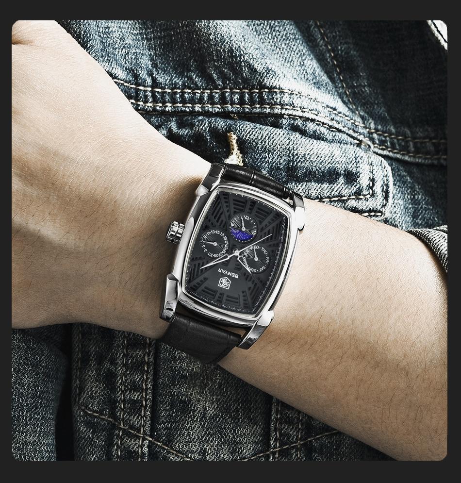 Square Luxury Mens Watch Analog Waterproof Quartz Sport Stylish Leather Strap Wrist Watch Business Design For Men Watches - Tophatter Daily Deals