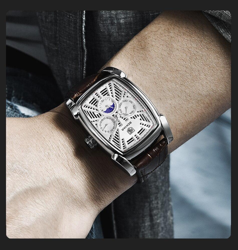 Square Luxury Mens Watch Analog Waterproof Quartz Sport Stylish Leather Strap Wrist Watch Business Design For Men Watches - Tophatter Daily Deals