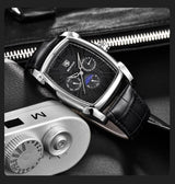 Square Luxury Mens Watch Analog Waterproof Quartz Sport Stylish Leather Strap Wrist Watch Business Design For Men Watches - Tophatter Daily Deals