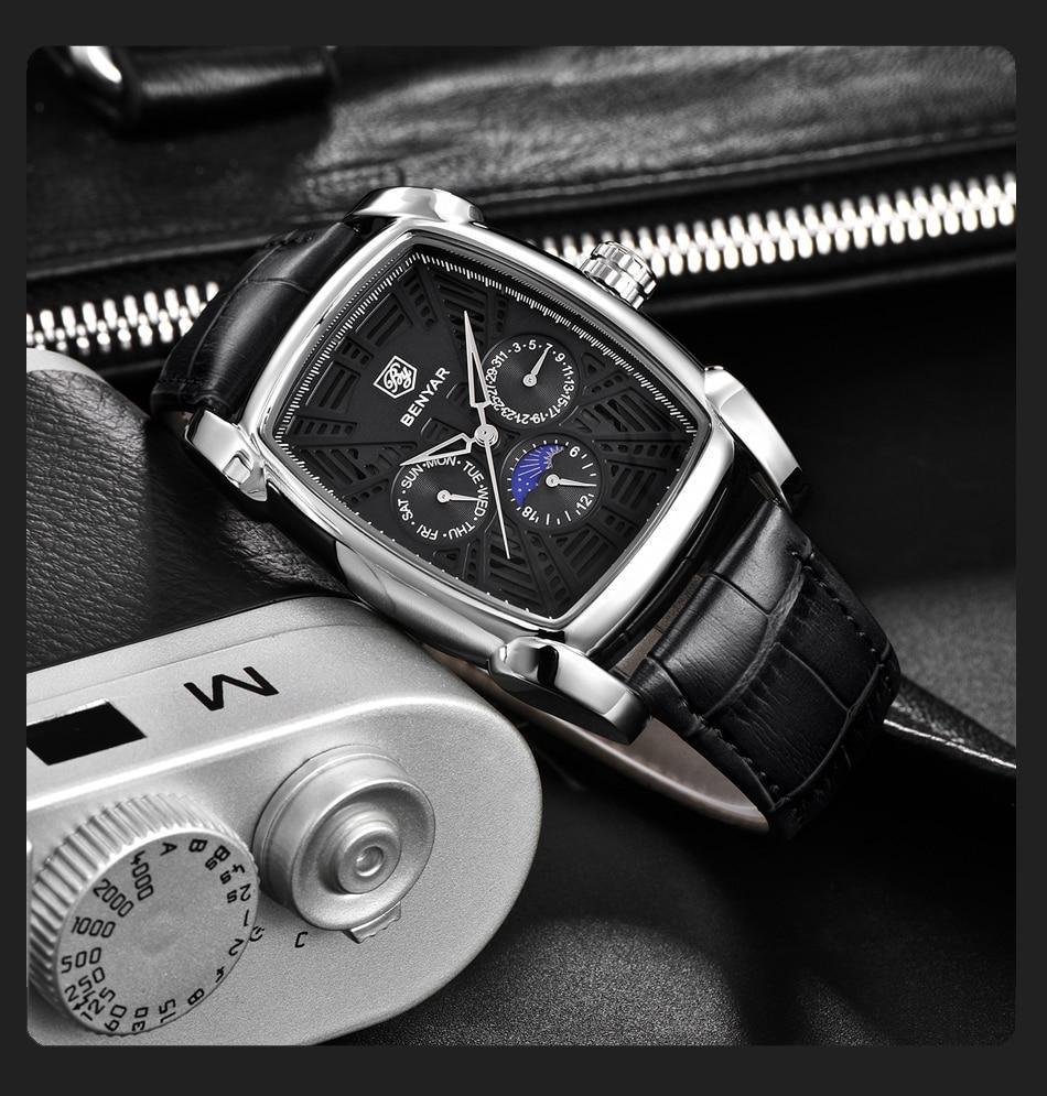 Square Luxury Mens Watch Analog Waterproof Quartz Sport Stylish Leather Strap Wrist Watch Business Design For Men Watches - Tophatter Daily Deals