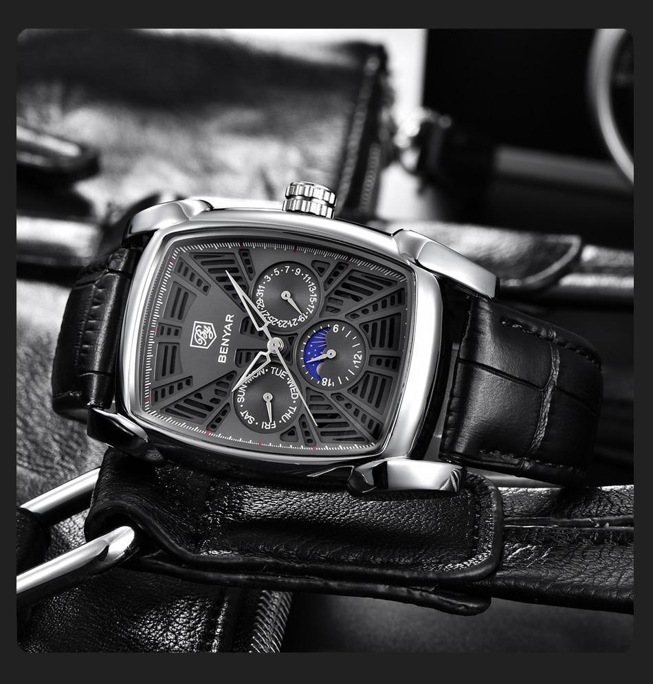 Square Luxury Mens Watch Analog Waterproof Quartz Sport Stylish Leather Strap Wrist Watch Business Design For Men Watches - Tophatter Daily Deals