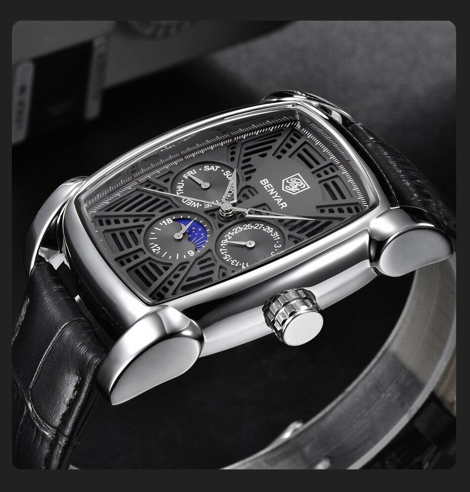 Square Luxury Mens Watch Analog Waterproof Quartz Sport Stylish Leather Strap Wrist Watch Business Design For Men Watches - Tophatter Daily Deals