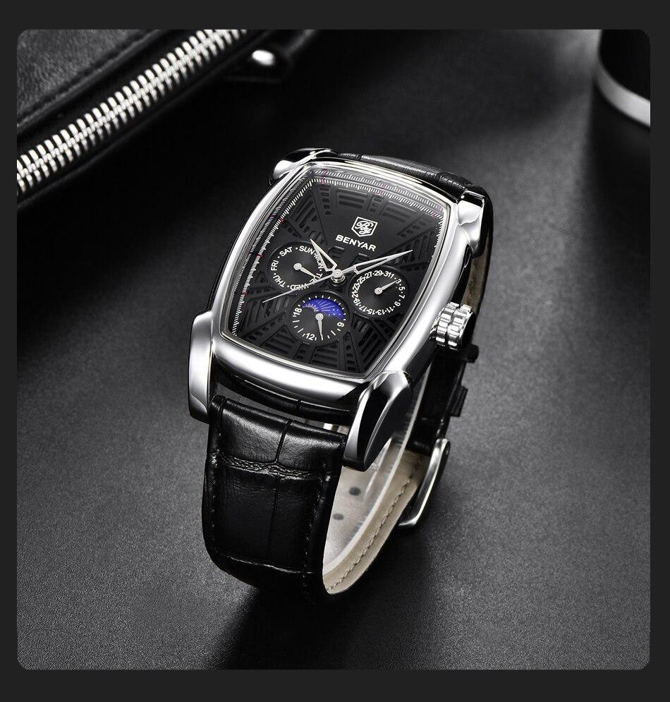 Square Luxury Mens Watch Analog Waterproof Quartz Sport Stylish Leather Strap Wrist Watch Business Design For Men Watches - Tophatter Daily Deals