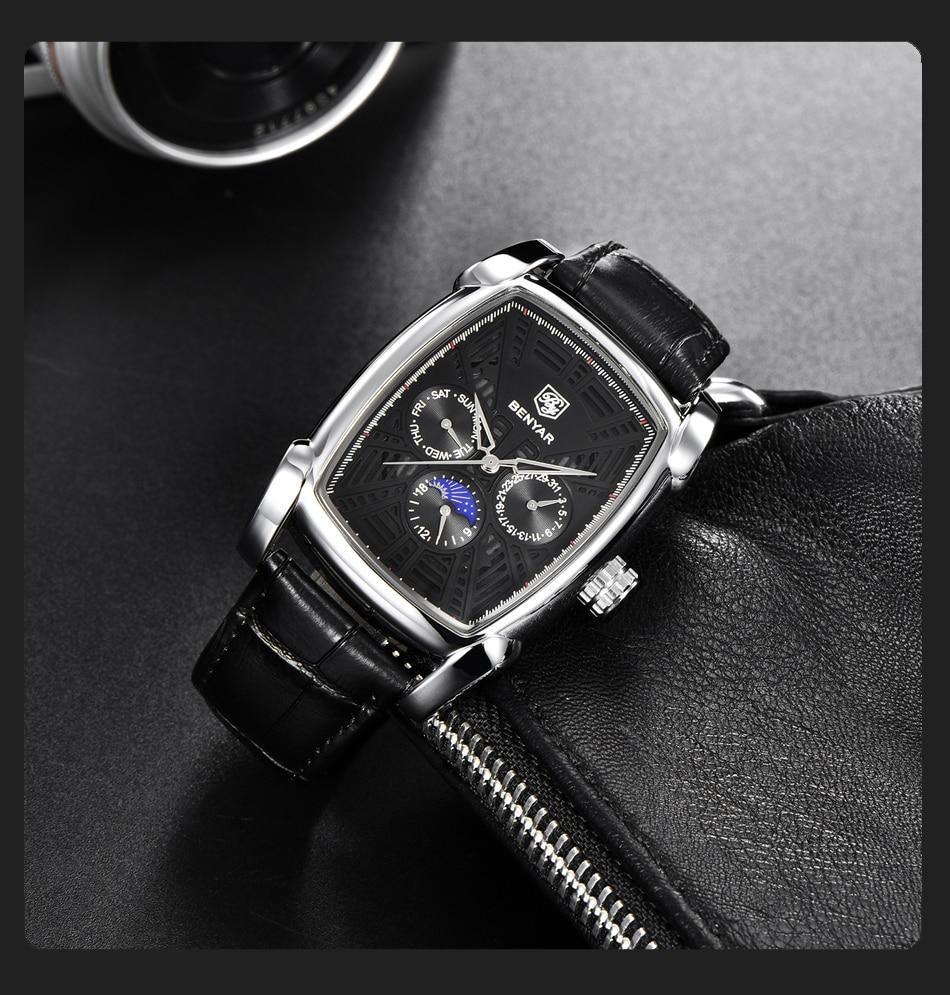 Square Luxury Mens Watch Analog Waterproof Quartz Sport Stylish Leather Strap Wrist Watch Business Design For Men Watches - Tophatter Daily Deals