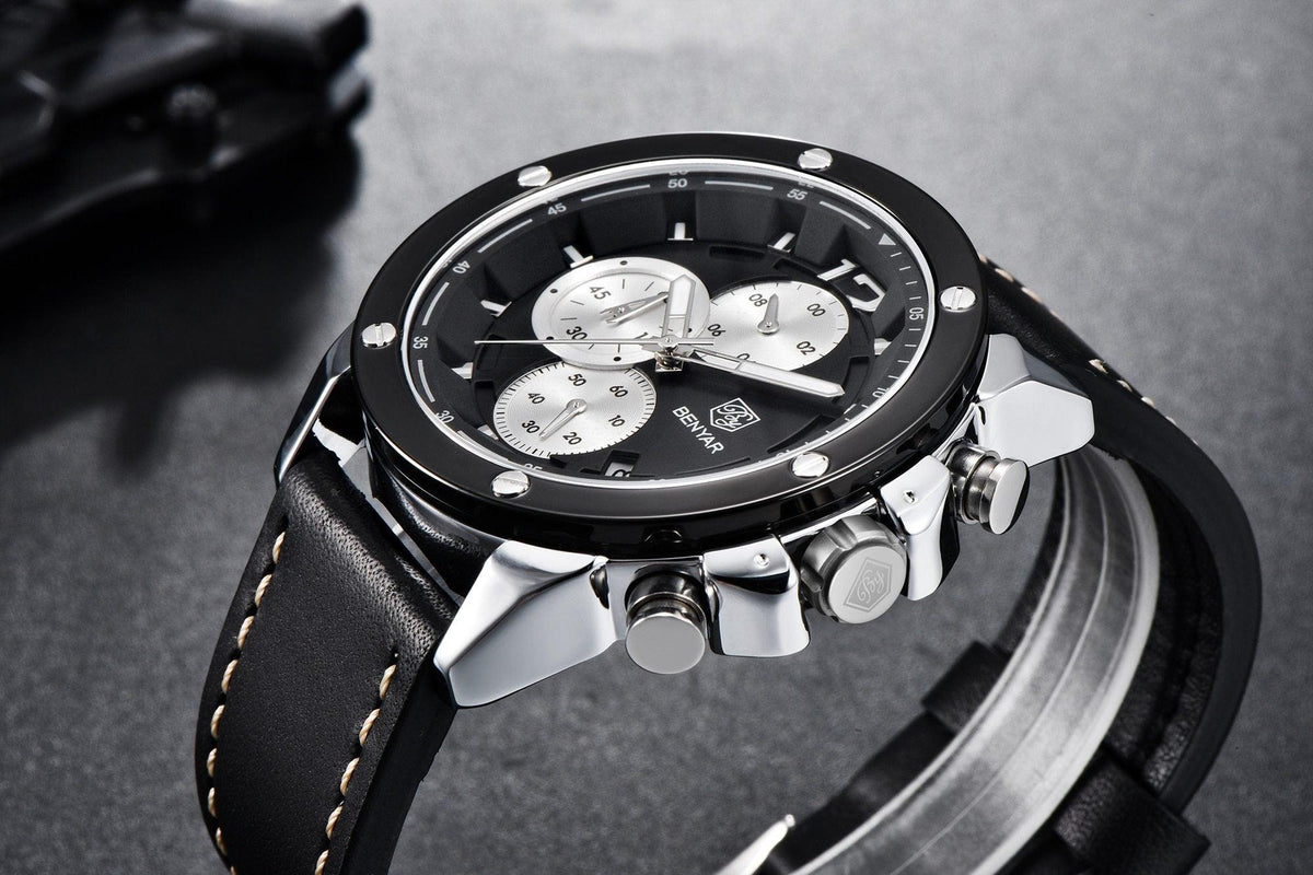 Multifunction Brown Luxury New Men's Watches Quartz Sport Chronograph Elegant Leather Bracelet Men Wrist Watch Watches - Tophatter Daily Deals