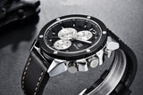 Multifunction Brown Luxury New Men's Watches Quartz Sport Chronograph Elegant Leather Bracelet Men Wrist Watch Watches - Tophatter Daily Deals