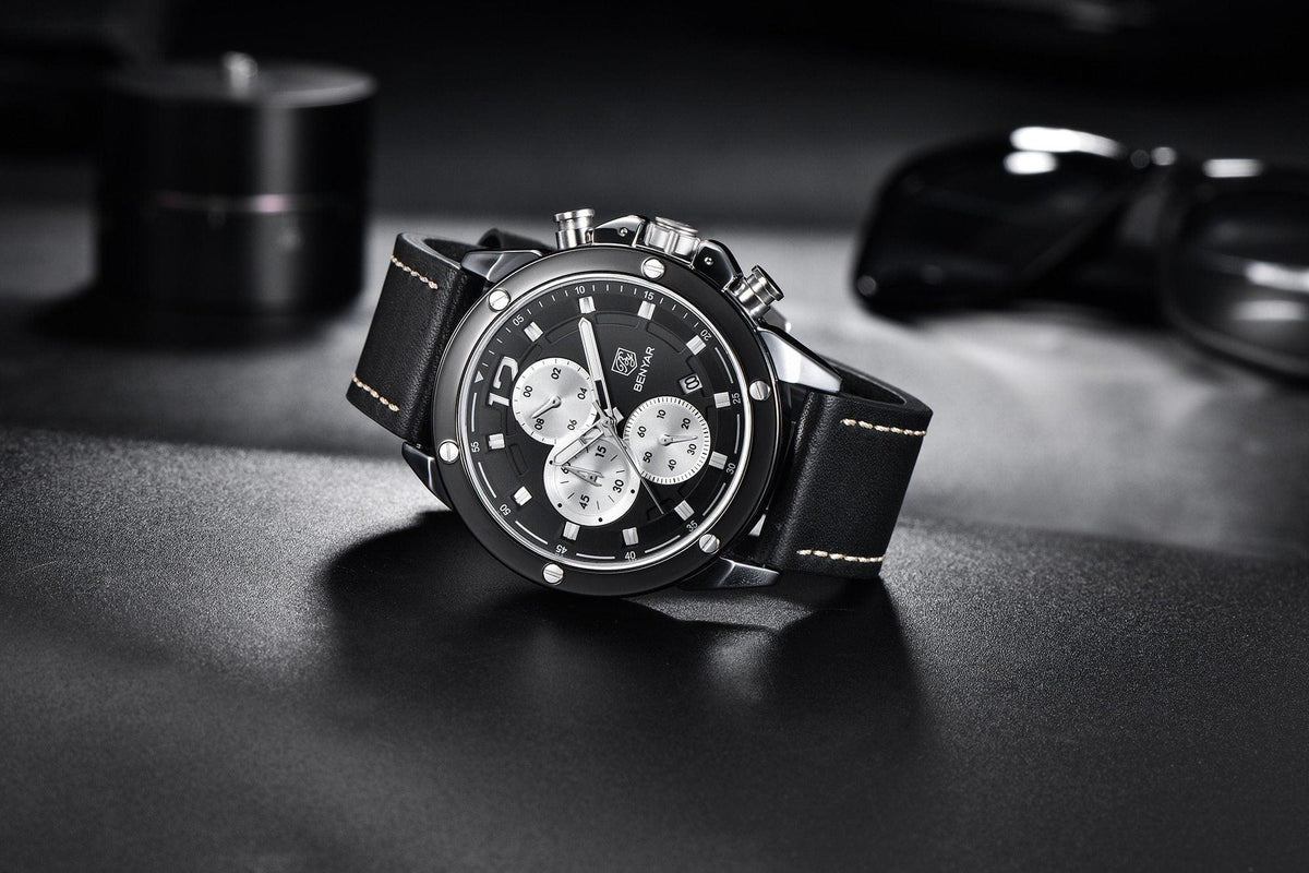 Multifunction Brown Luxury New Men's Watches Quartz Sport Chronograph Elegant Leather Bracelet Men Wrist Watch Watches - Tophatter Daily Deals