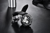 Multifunction Brown Luxury New Men's Watches Quartz Sport Chronograph Elegant Leather Bracelet Men Wrist Watch Watches - Tophatter Daily Deals