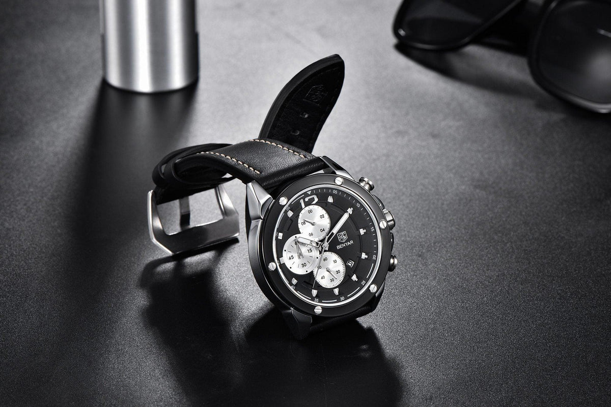Multifunction Brown Luxury New Men's Watches Quartz Sport Chronograph Elegant Leather Bracelet Men Wrist Watch Watches - Tophatter Daily Deals