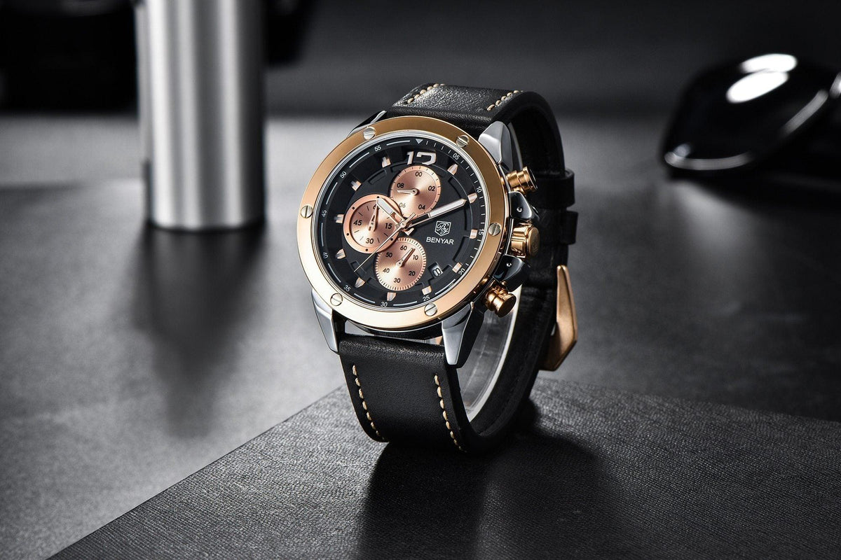 Multifunction Brown Luxury New Men's Watches Quartz Sport Chronograph Elegant Leather Bracelet Men Wrist Watch Watches - Tophatter Daily Deals