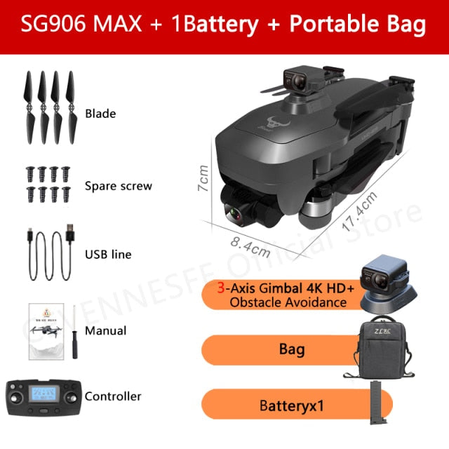 2021 NWE SG906 Pro 2 / SG906 MAX Drone 4k HD 3-Axis Gimbal Camera 5G WIFI GPS Professional Quadcopter Obstacle Avoidance Dron SG906 MAX 1B Bag - Tophatter Daily Deals