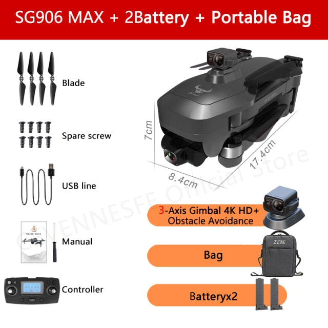 2021 NWE SG906 Pro 2 / SG906 MAX Drone 4k HD 3-Axis Gimbal Camera 5G WIFI GPS Professional Quadcopter Obstacle Avoidance Dron SG906 MAX 2B Bag - Tophatter Daily Deals