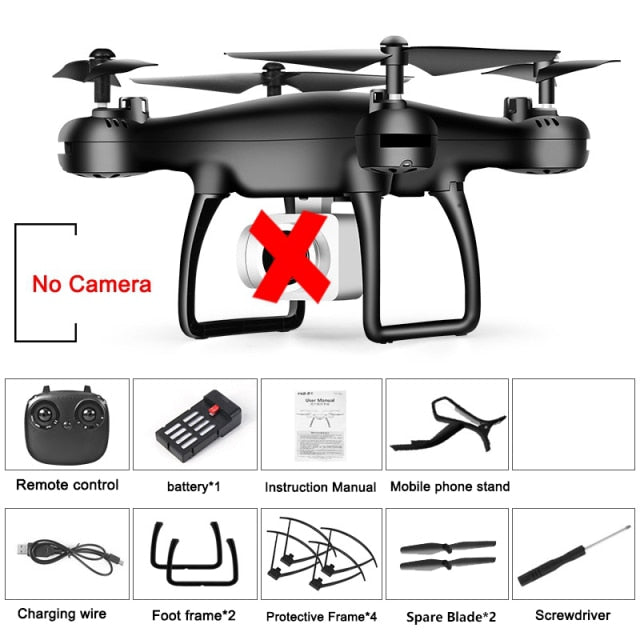 Drone 4k Profesional with Camera WIFI FPV RC Quadrocopter Drones Aerial Photography Ultra-Long Life Detachable Camera Dron Toy No Camera Black 1B - Tophatter Daily Deals