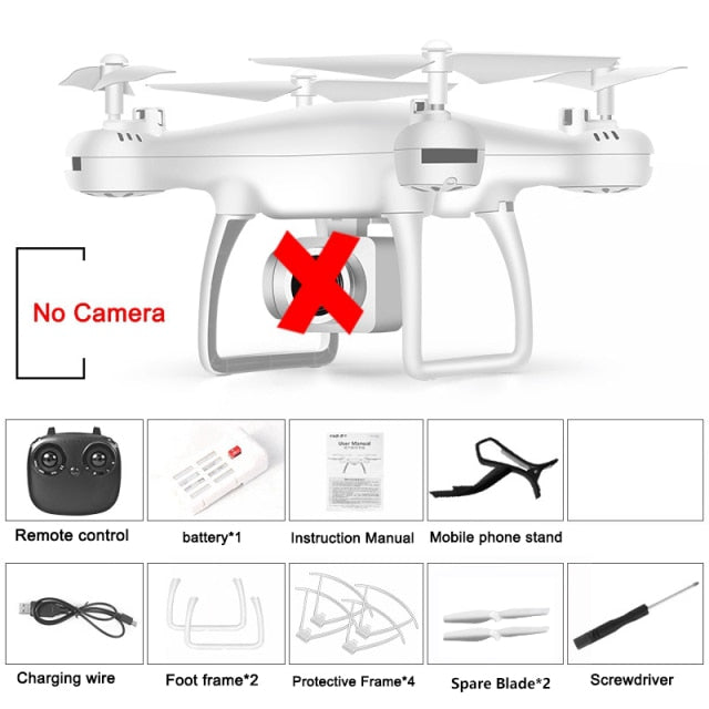 Drone 4k Profesional with Camera WIFI FPV RC Quadrocopter Drones Aerial Photography Ultra-Long Life Detachable Camera Dron Toy No Camera White 1B - Tophatter Daily Deals